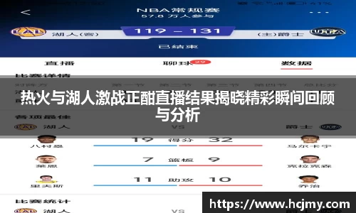 热火与湖人激战正酣直播结果揭晓精彩瞬间回顾与分析